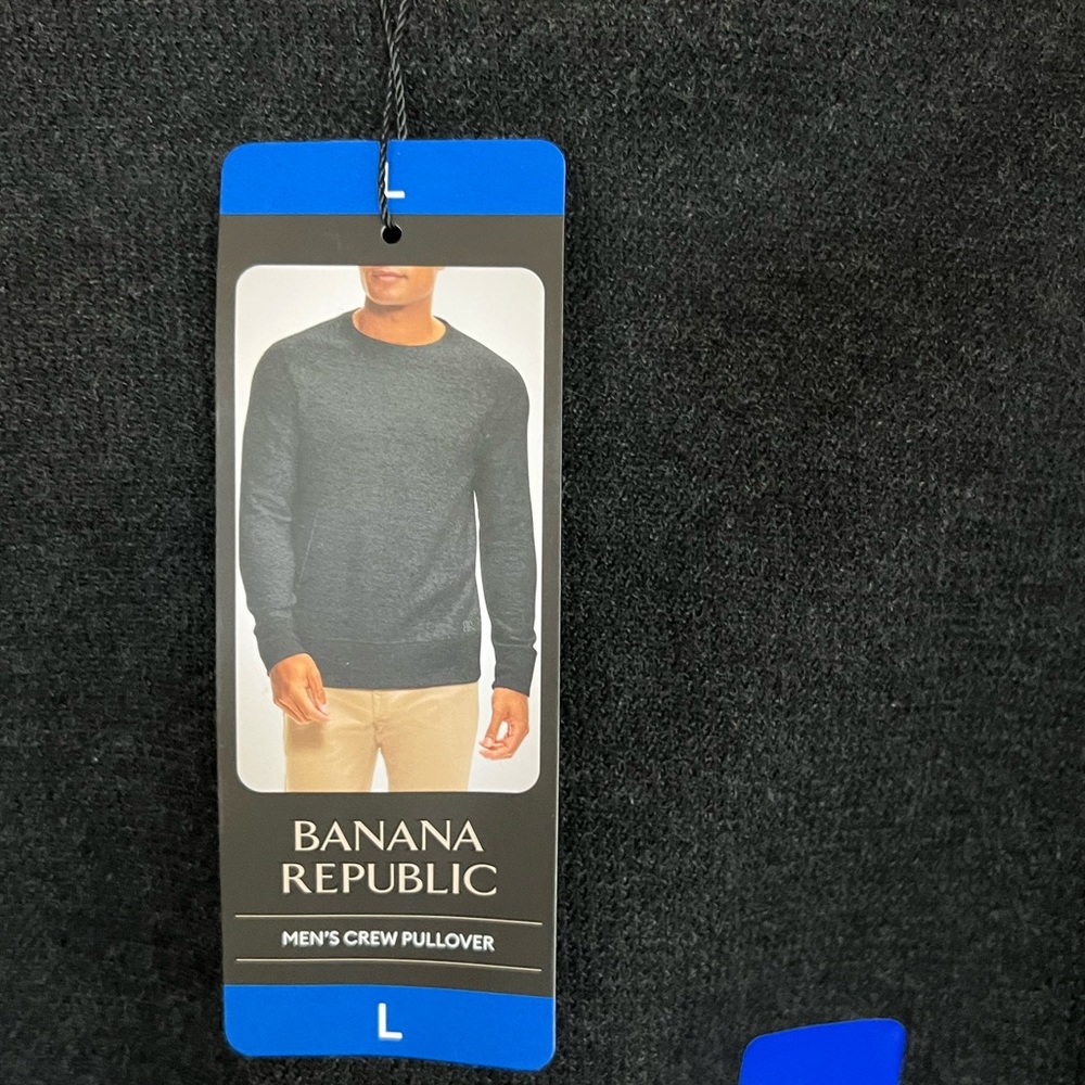 Banana Republic Men's Crew Pullover Large Gray Long Sleeve tee NWT Sweatshirt